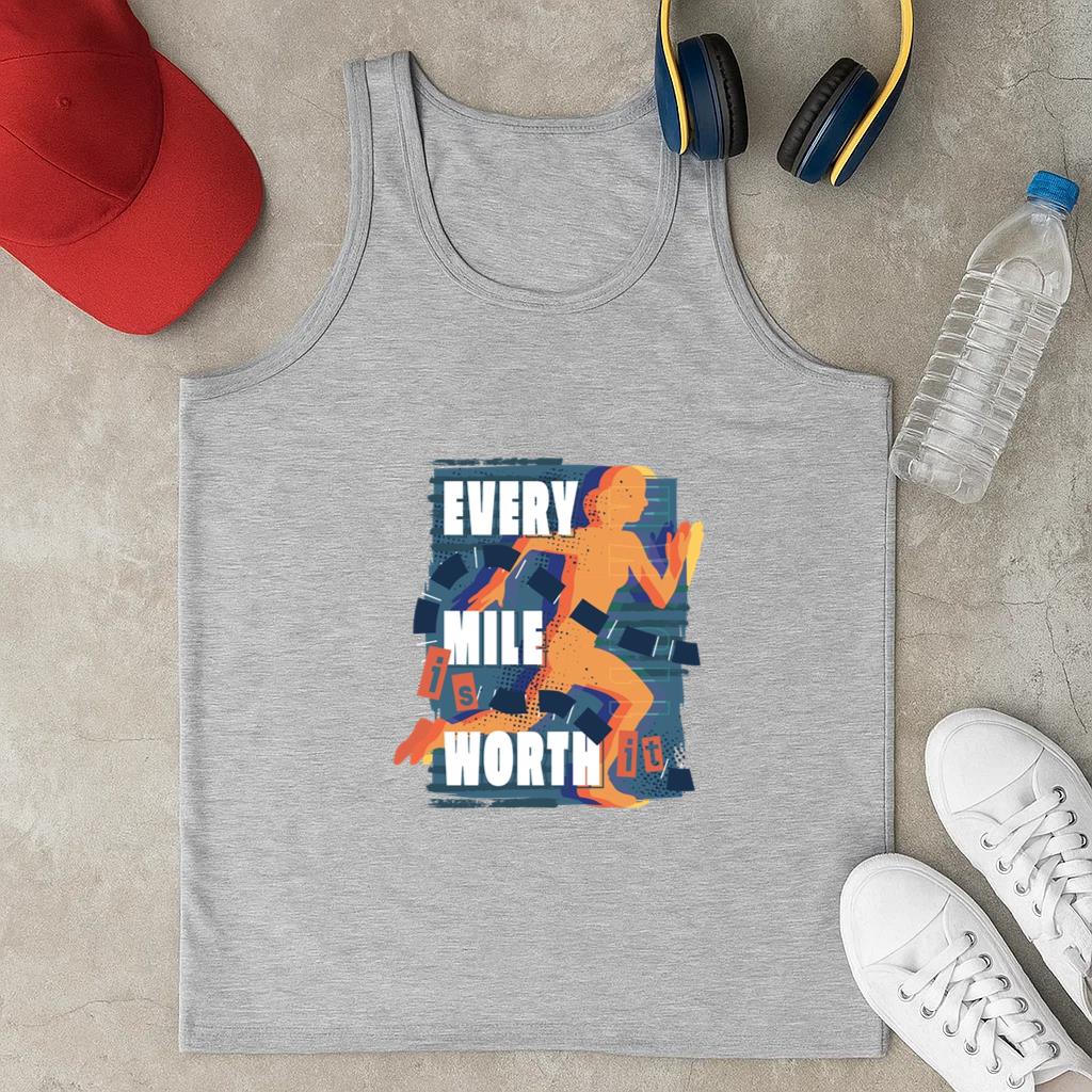 Every Mile Worth Marathon Sport Quote Badge Classic Unisex Tank Top